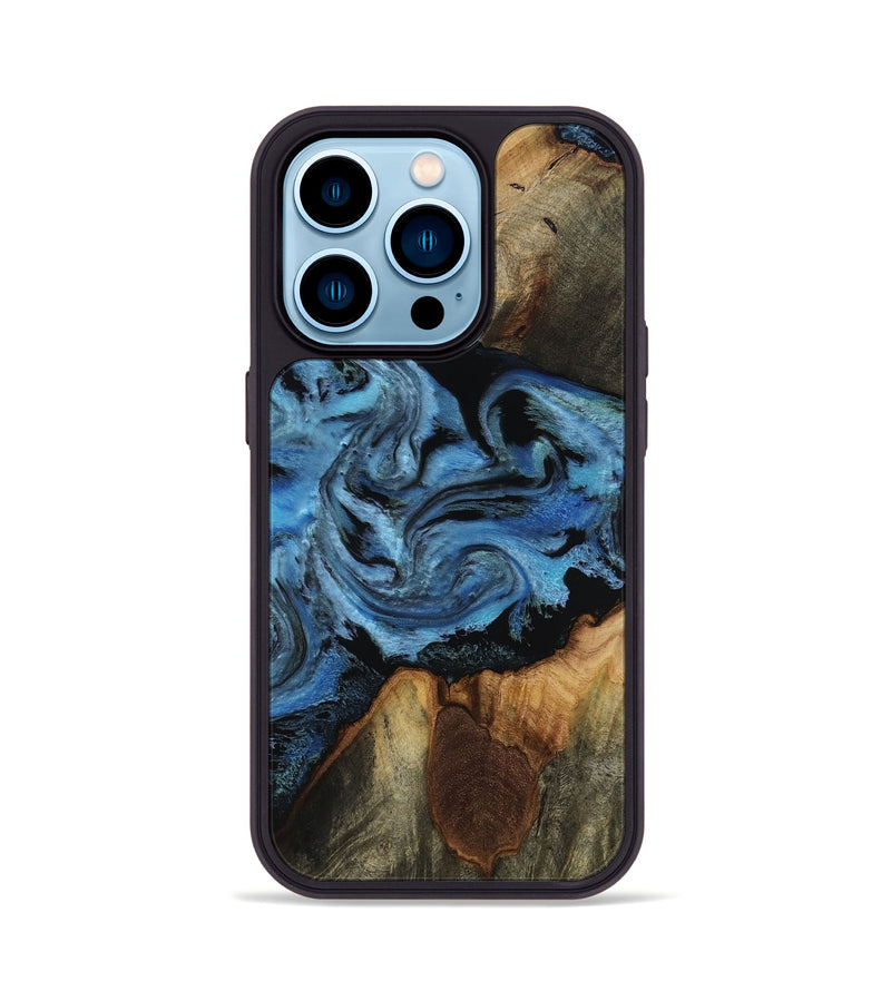 iPhone 14 Pro Wood Phone Case - Kadeem (Blue, 817508)