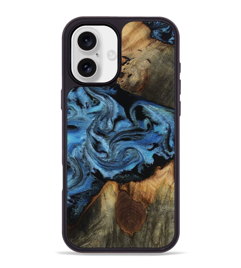 iPhone 16 Plus Wood Phone Case - Kadeem (Blue, 817508)