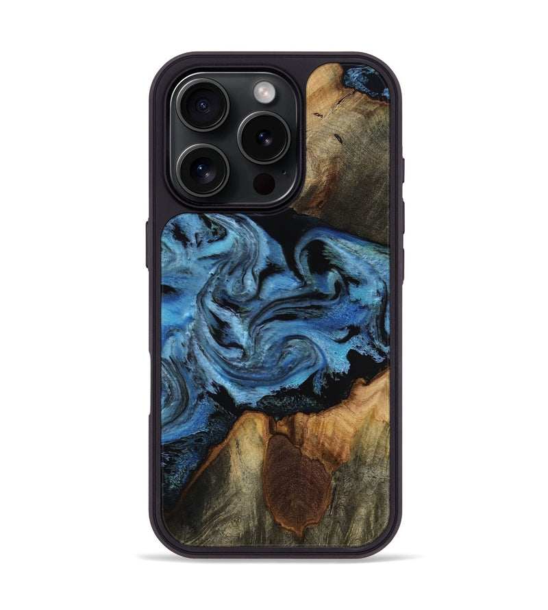 iPhone 16 Pro Wood Phone Case - Kadeem (Blue, 817508)