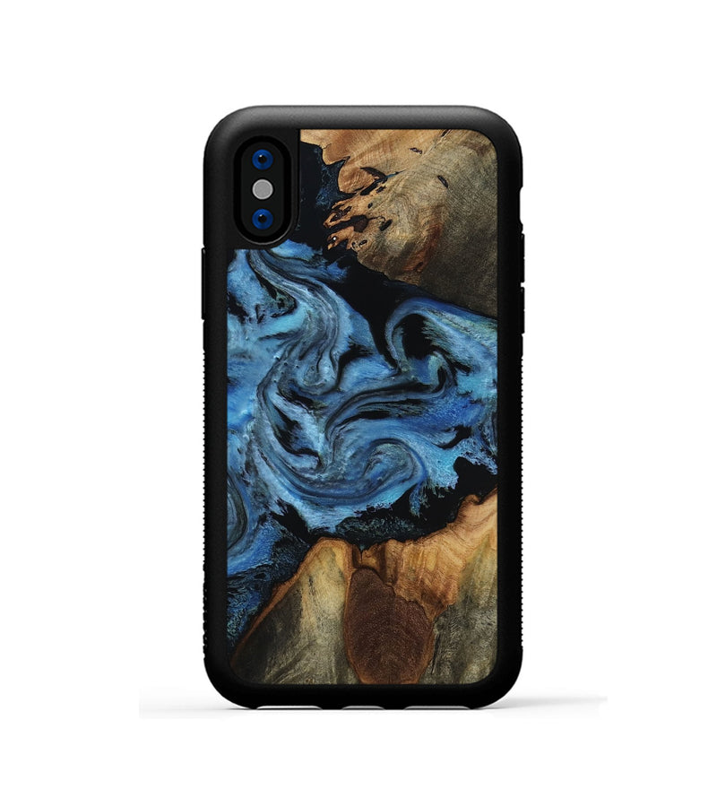 iPhone Xs Wood Phone Case - Kadeem (Blue, 817508)