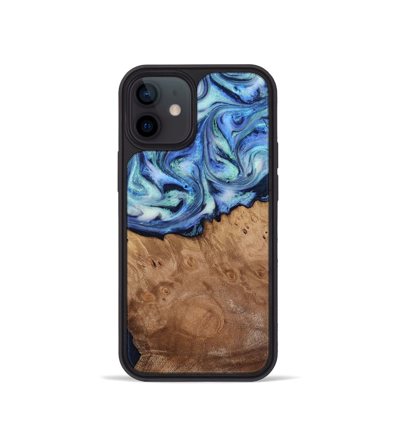 iPhone 12 mini Wood Phone Case - Carlene (Blue, 817538)