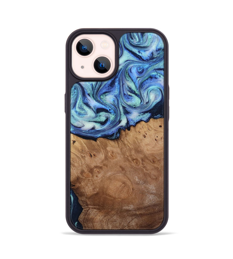 iPhone 14 Wood Phone Case - Carlene (Blue, 817538)