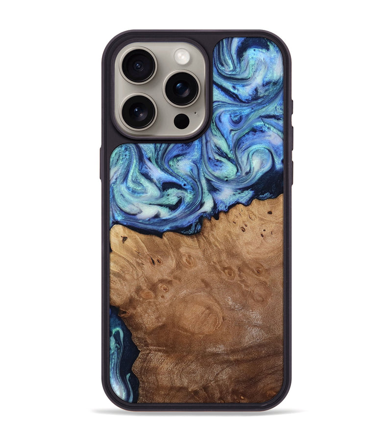iPhone 15 Pro Max Wood Phone Case - Carlene (Blue, 817538)