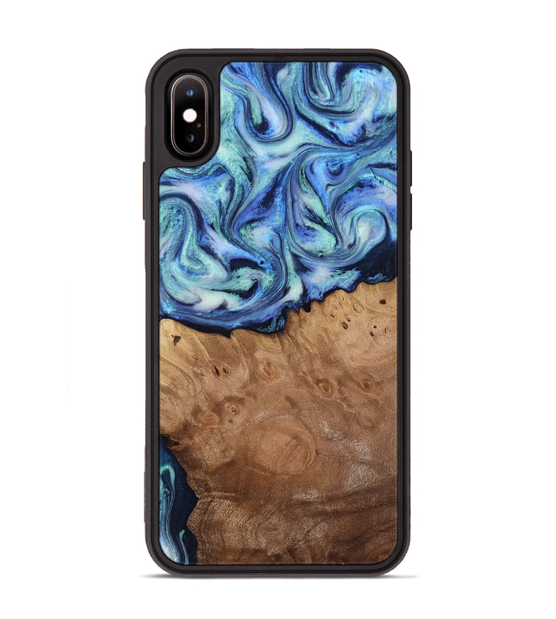 iPhone Xs Max Wood Phone Case - Carlene (Blue, 817538)