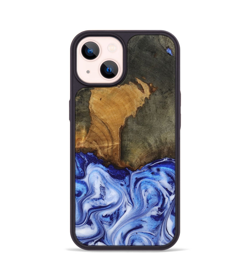 iPhone 14 Wood Phone Case - Zayla (Blue, 817539)