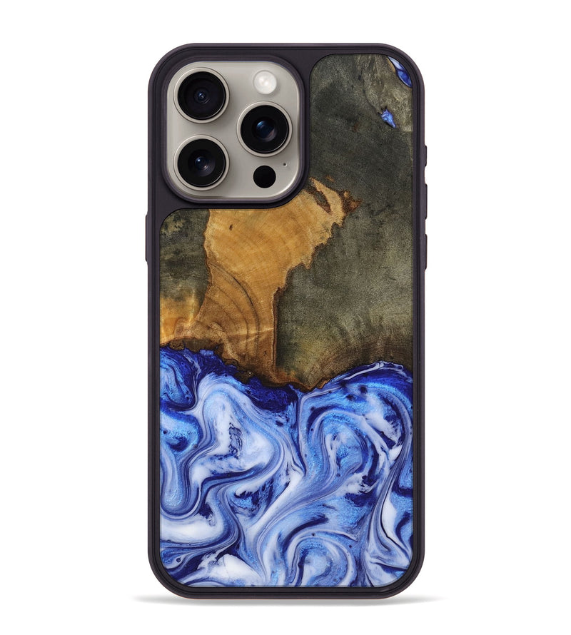 iPhone 15 Pro Max Wood Phone Case - Zayla (Blue, 817539)