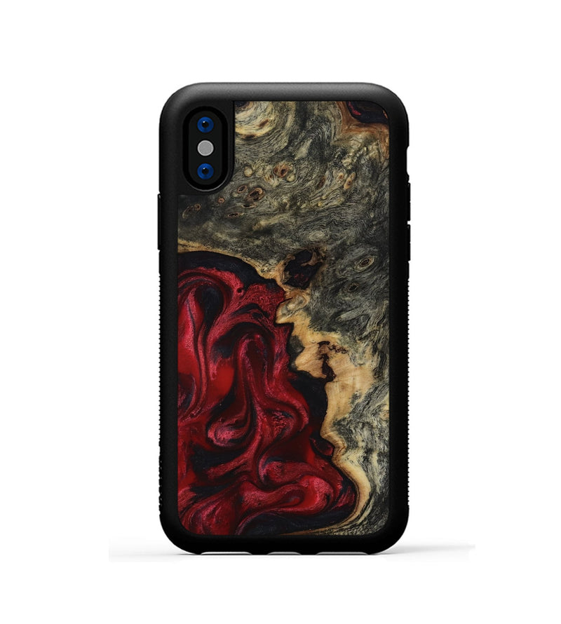 iPhone Xs Wood Phone Case - Larissa (Red, 817617)