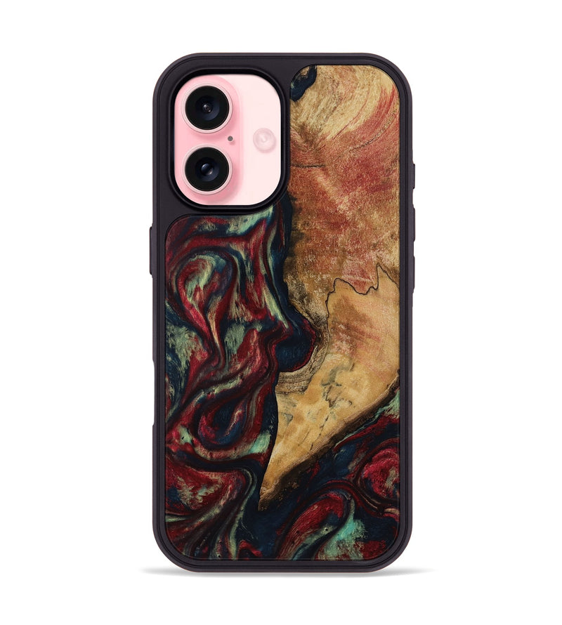 iPhone 16 Wood Phone Case - Jenesis (Red, 817619)