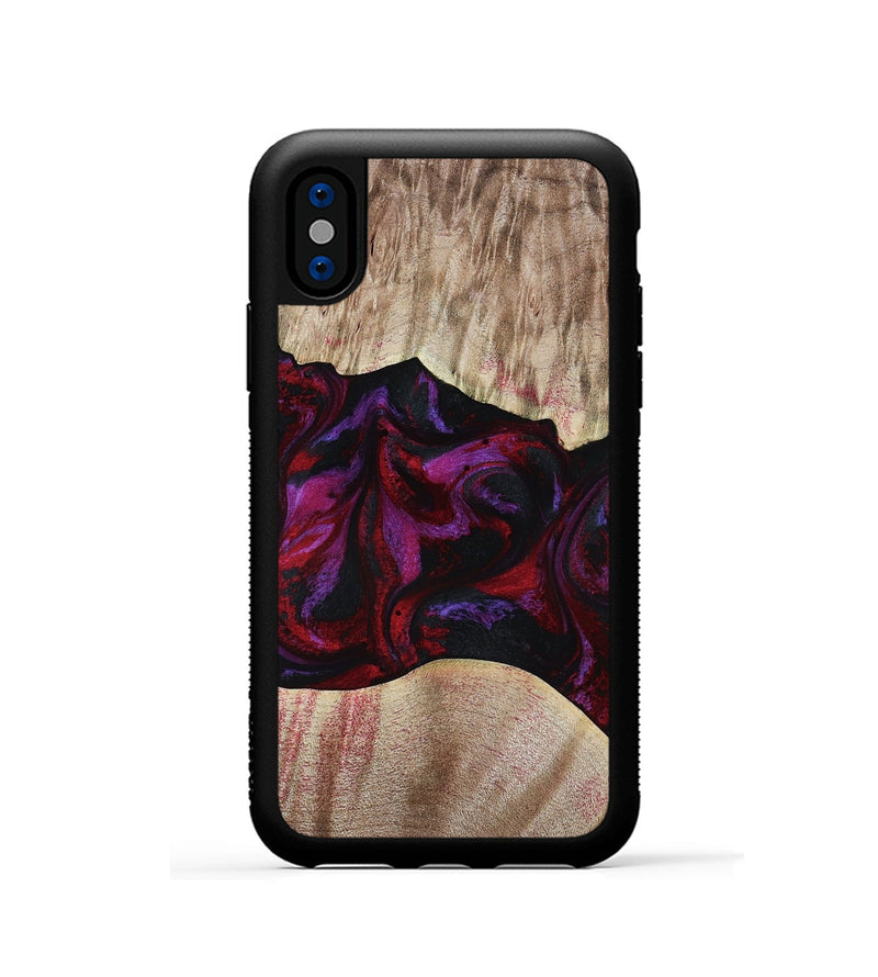 iPhone Xs Wood Phone Case - Eliana (Red, 817620)