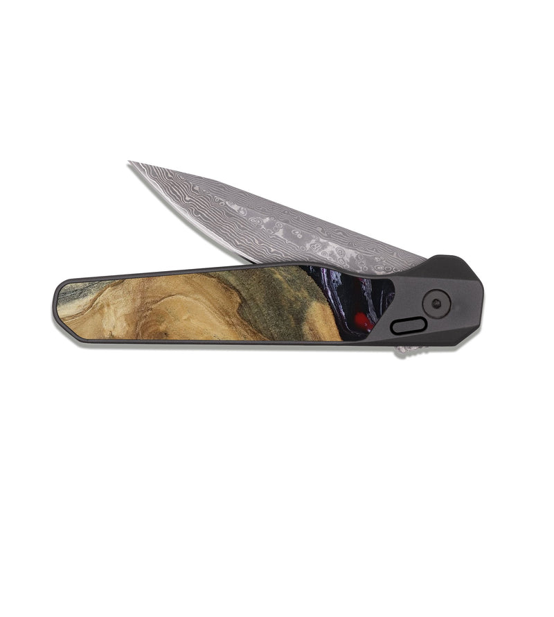 EDC Dark Damascus Wood Pocket Knife - Zelda (Red, 817623)