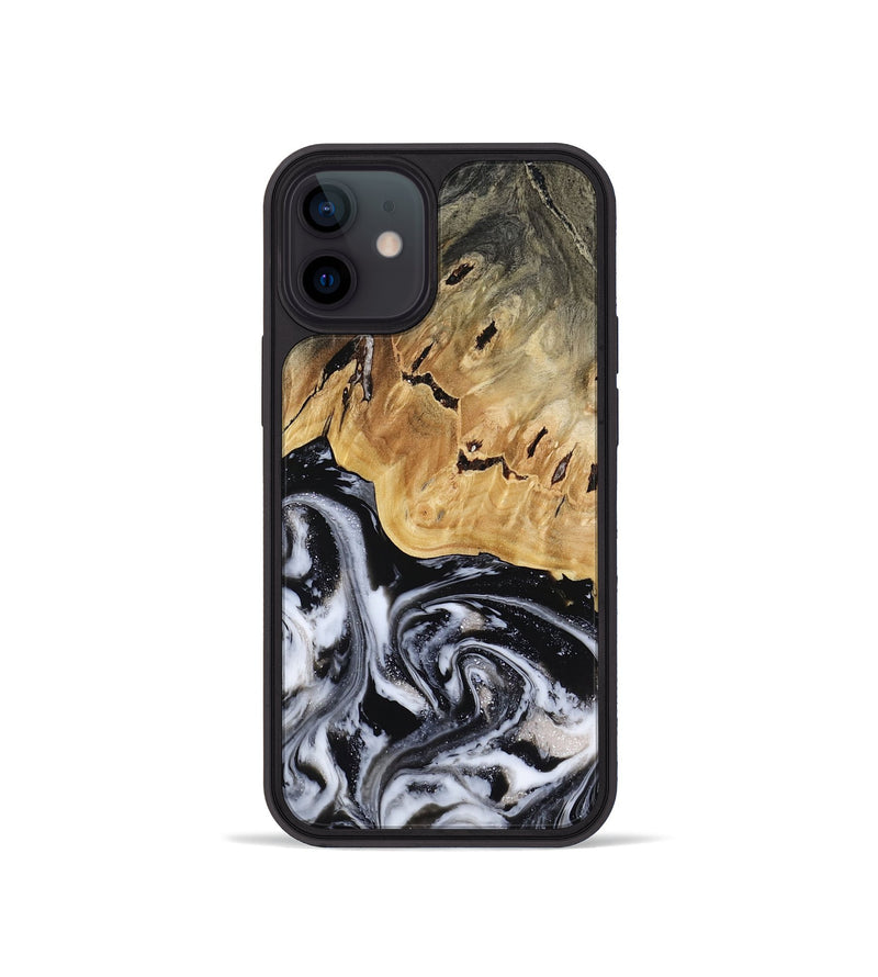 iPhone 12 mini Wood Phone Case - Oscar (Black & White, 817626)