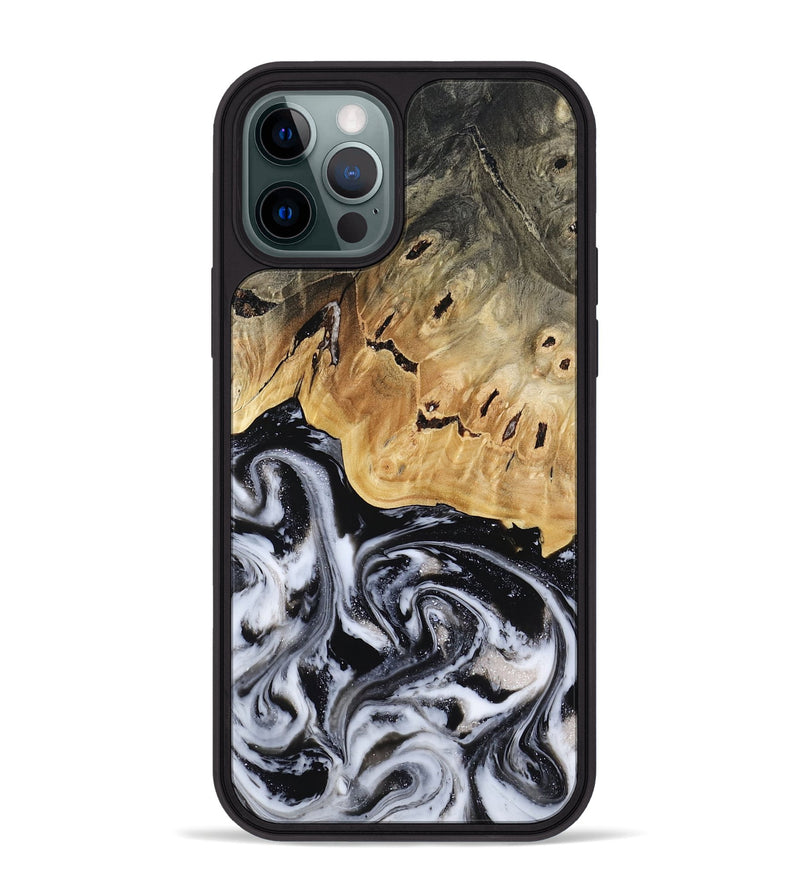 iPhone 12 Pro Max Wood Phone Case - Oscar (Black & White, 817626)