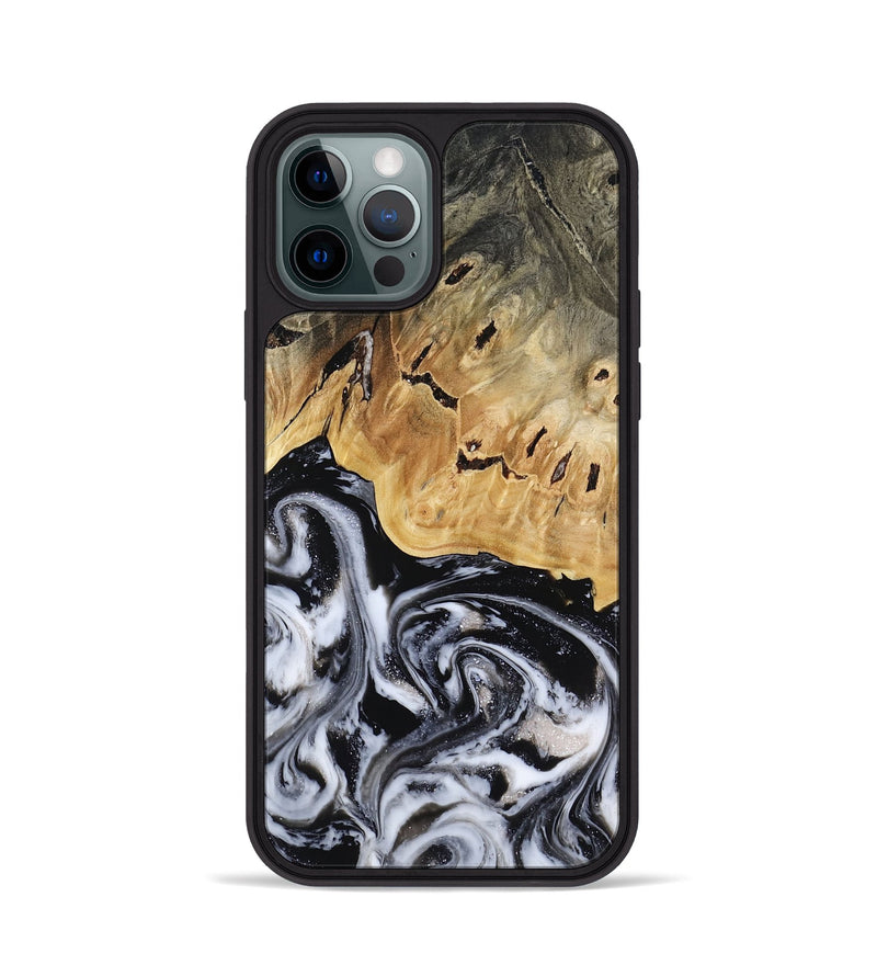iPhone 12 Pro Wood Phone Case - Oscar (Black & White, 817626)