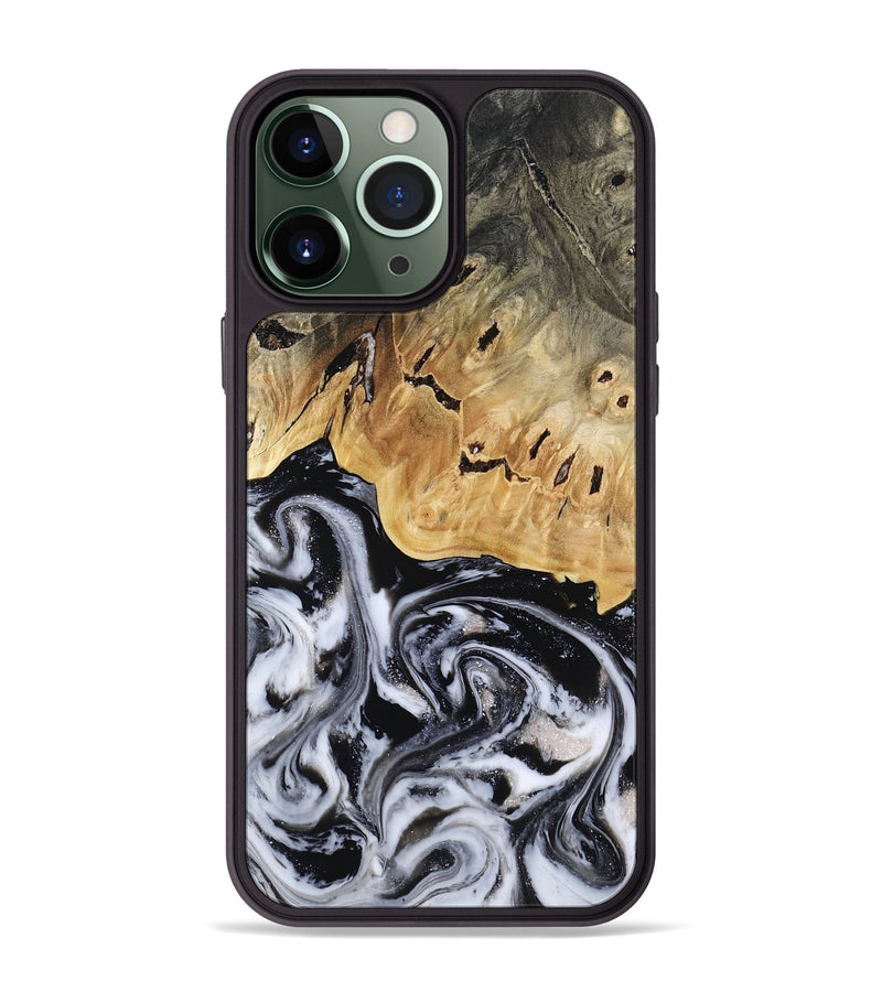 iPhone 13 Pro Max Wood Phone Case - Oscar (Black & White, 817626)