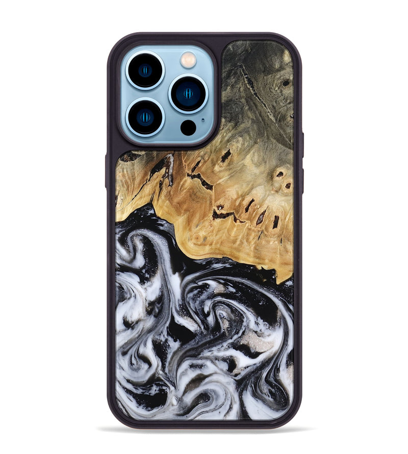 iPhone 14 Pro Max Wood Phone Case - Oscar (Black & White, 817626)