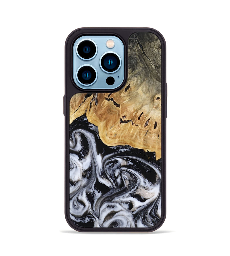 iPhone 14 Pro Wood Phone Case - Oscar (Black & White, 817626)