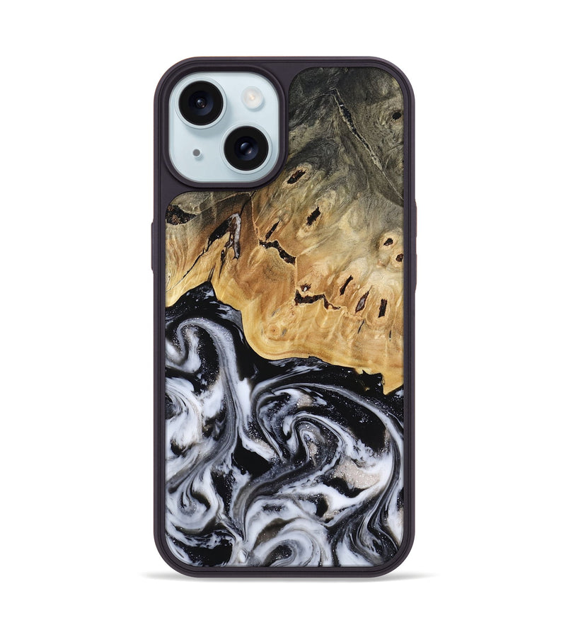 iPhone 15 Wood Phone Case - Oscar (Black & White, 817626)