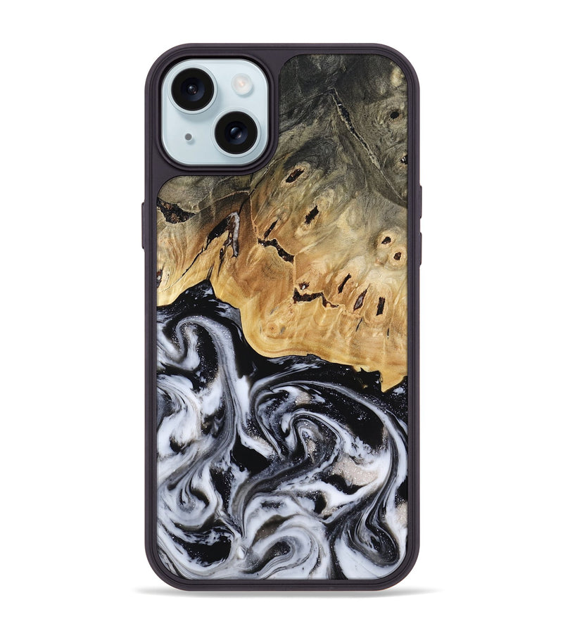iPhone 15 Plus Wood Phone Case - Oscar (Black & White, 817626)