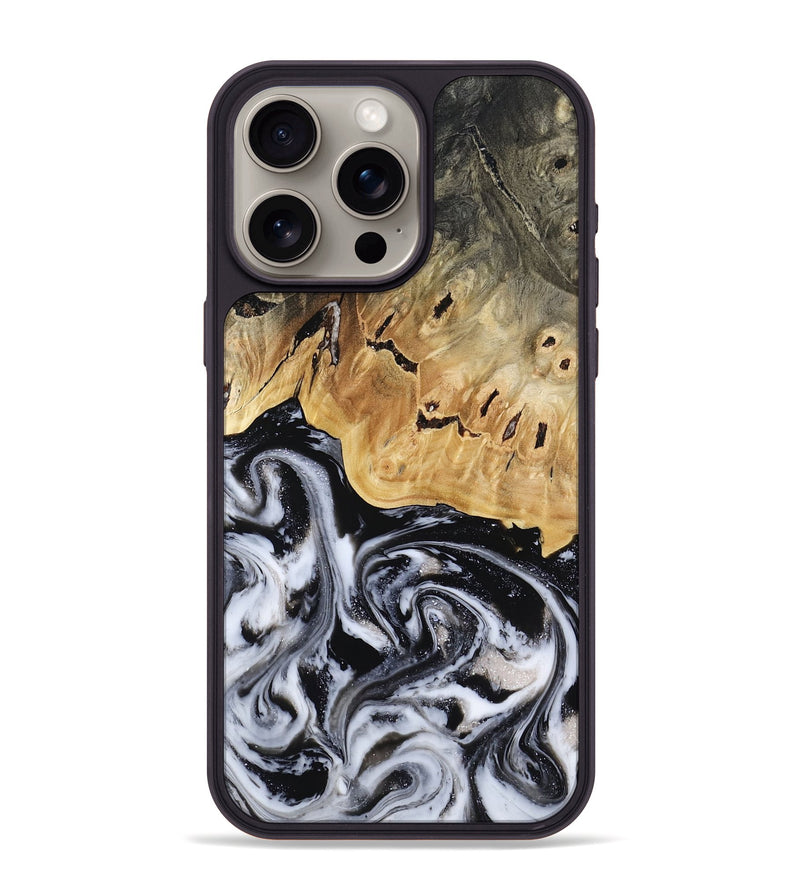 iPhone 15 Pro Max Wood Phone Case - Oscar (Black & White, 817626)