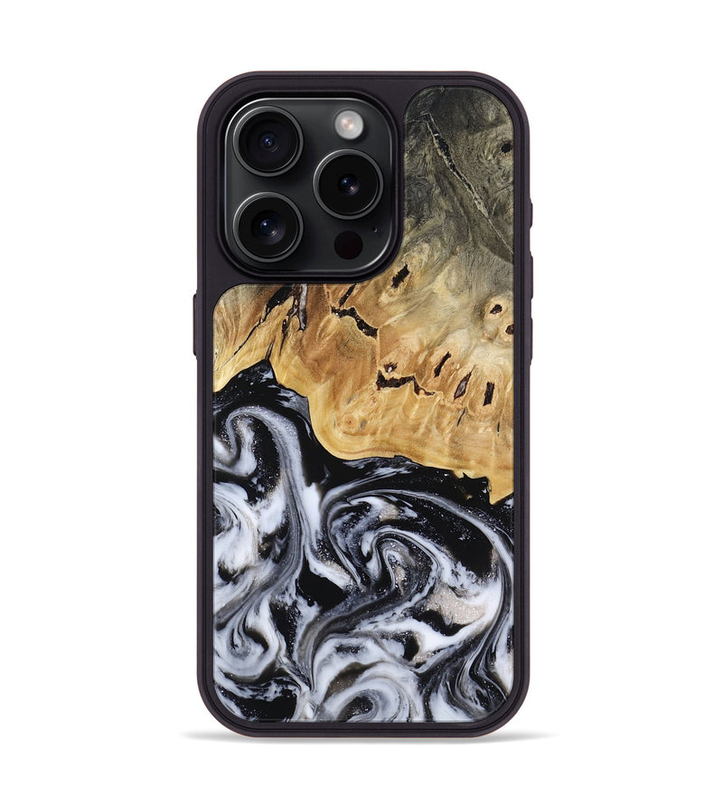 iPhone 15 Pro Wood Phone Case - Oscar (Black & White, 817626)