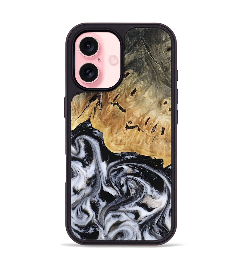 iPhone 16 Wood Phone Case - Oscar (Black & White, 817626)