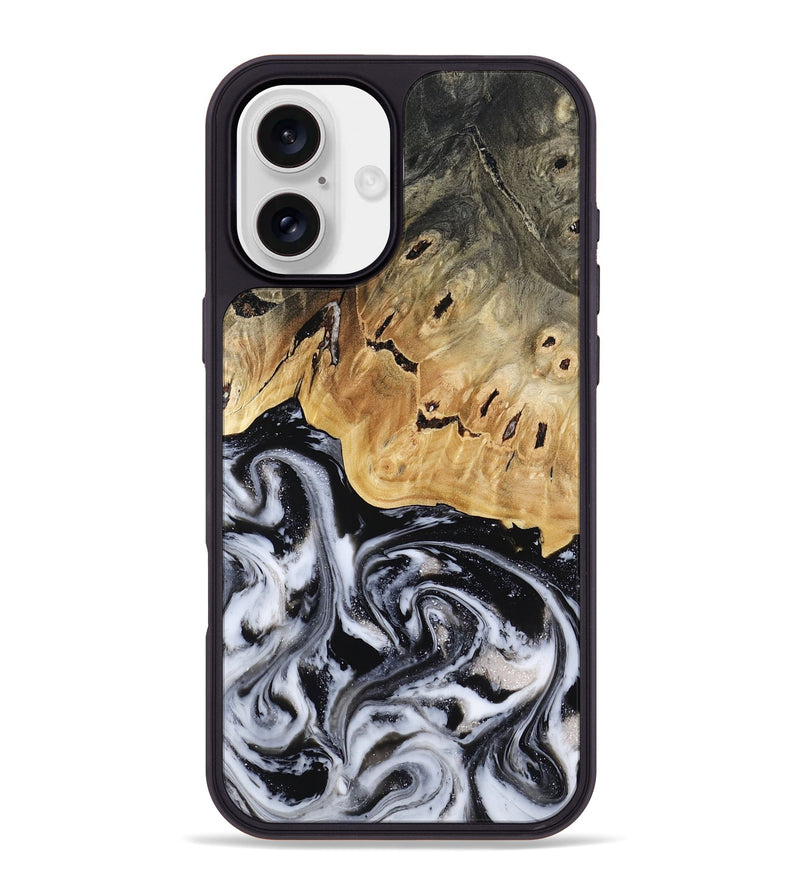 iPhone 16 Plus Wood Phone Case - Oscar (Black & White, 817626)