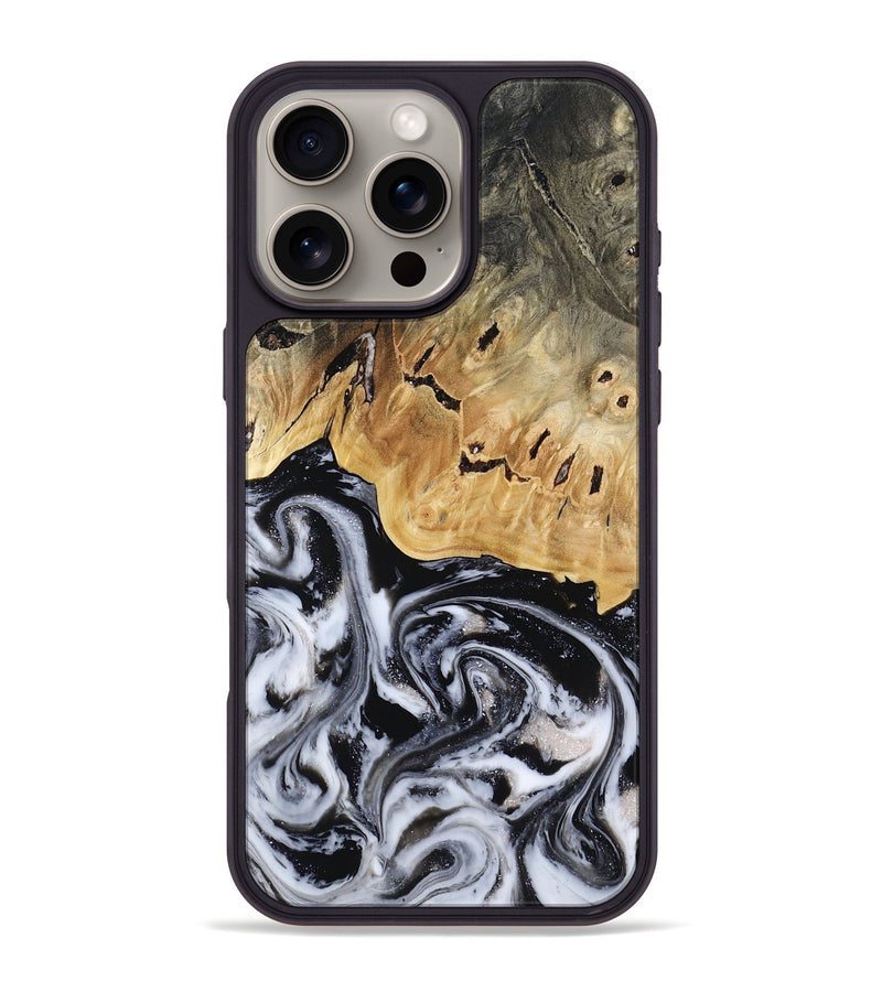 iPhone 16 Pro Max Wood Phone Case - Oscar (Black & White, 817626)