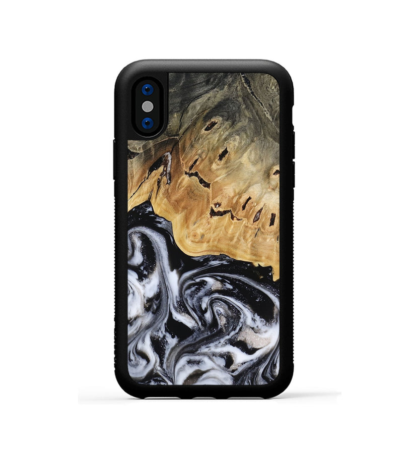 iPhone Xs Wood Phone Case - Oscar (Black & White, 817626)