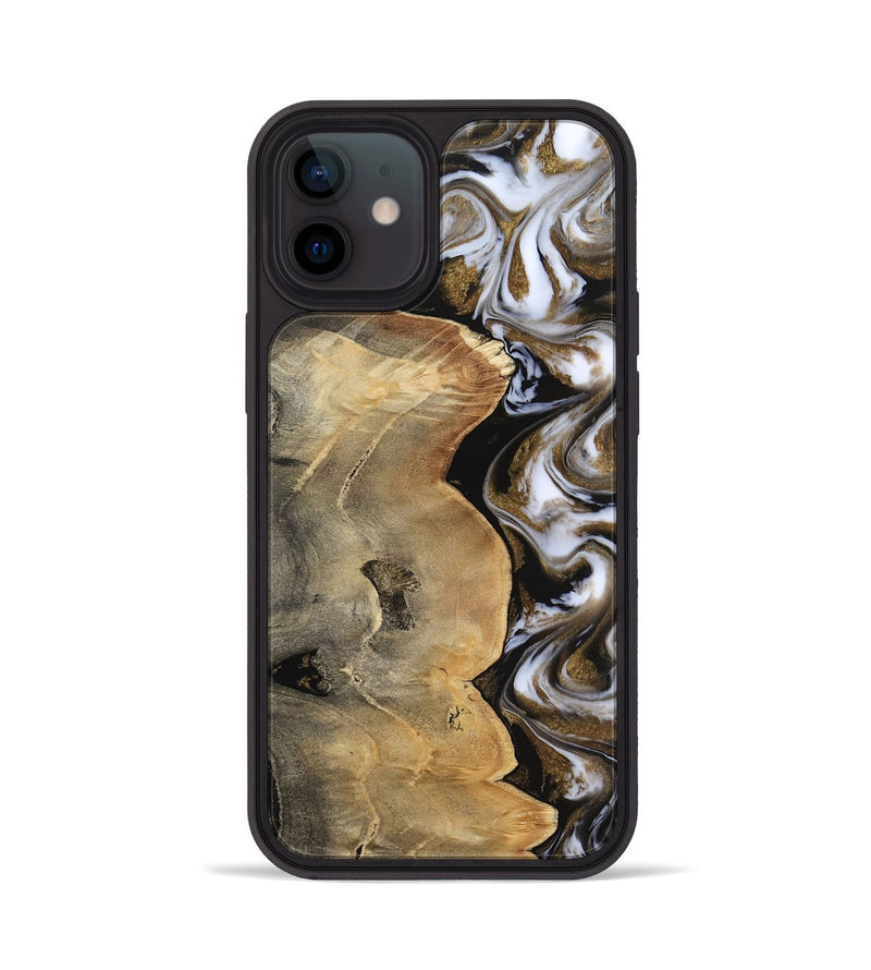 iPhone 12 Wood Phone Case - Caleigh (Black & White, 817627)