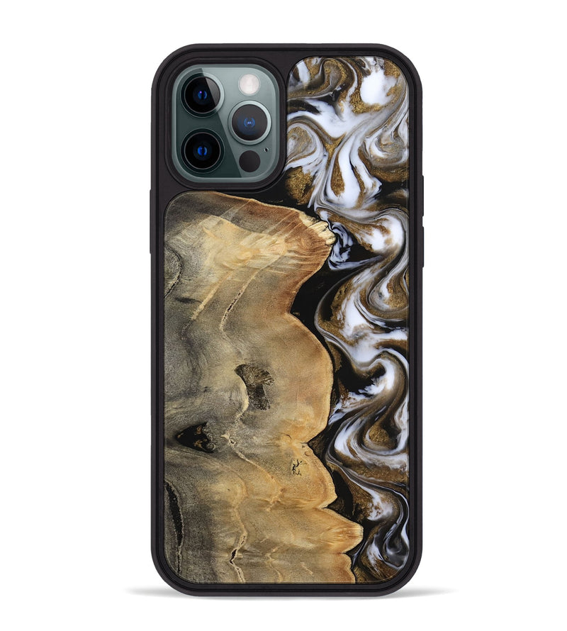 iPhone 12 Pro Max Wood Phone Case - Caleigh (Black & White, 817627)
