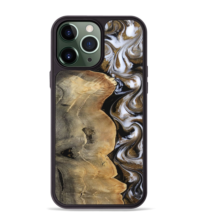 iPhone 13 Pro Max Wood Phone Case - Caleigh (Black & White, 817627)