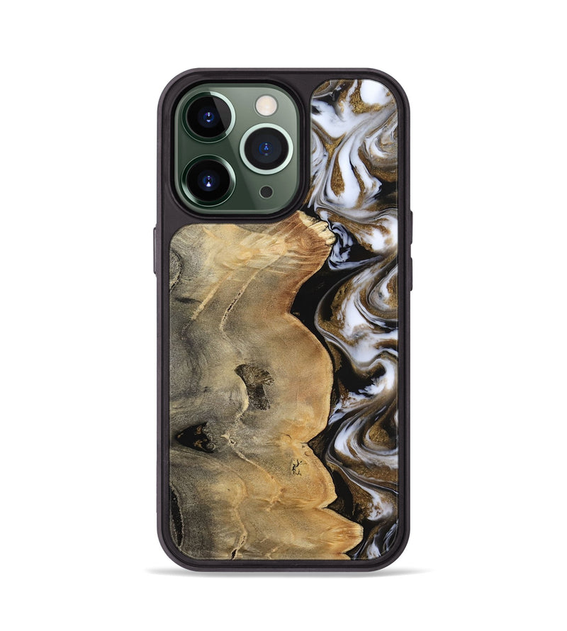 iPhone 13 Pro Wood Phone Case - Caleigh (Black & White, 817627)