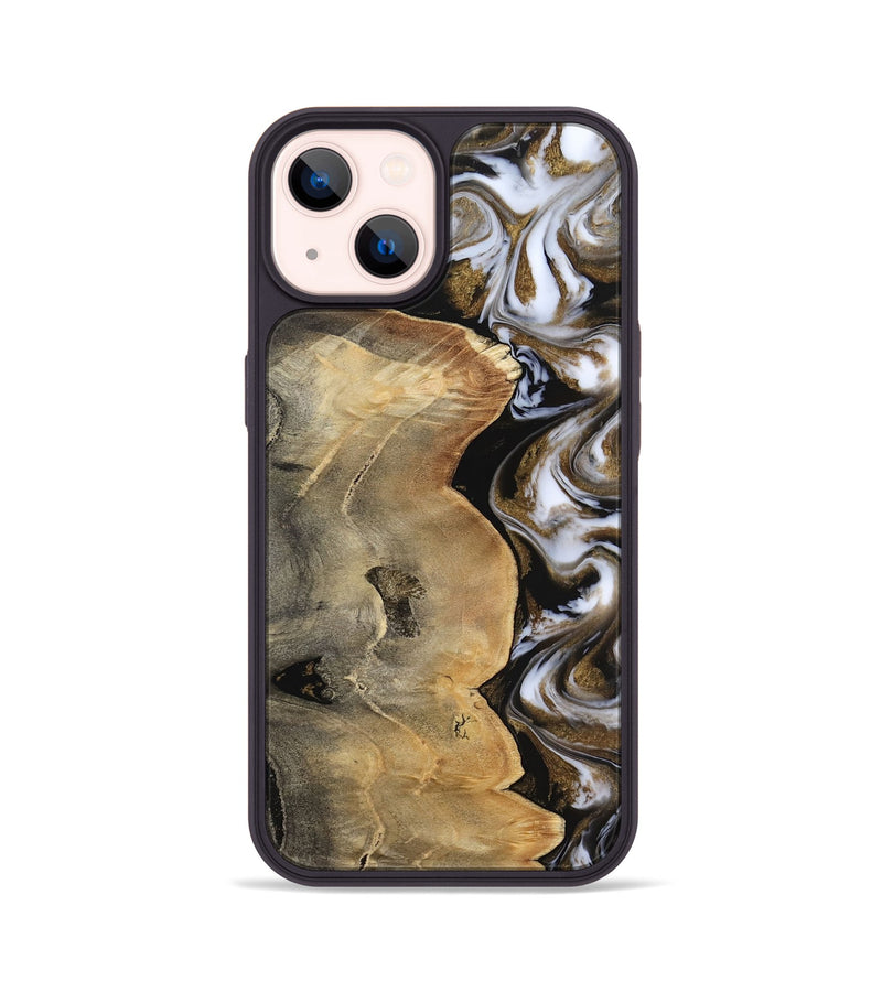 iPhone 14 Wood Phone Case - Caleigh (Black & White, 817627)