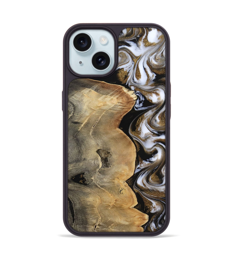 iPhone 15 Wood Phone Case - Caleigh (Black & White, 817627)