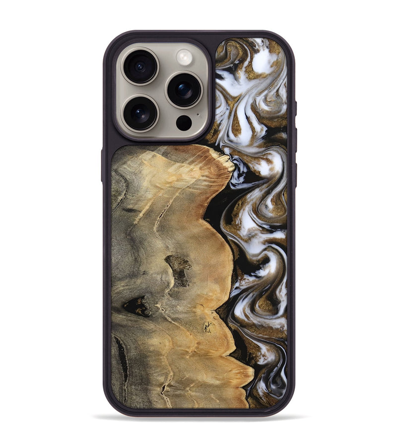 iPhone 15 Pro Max Wood Phone Case - Caleigh (Black & White, 817627)