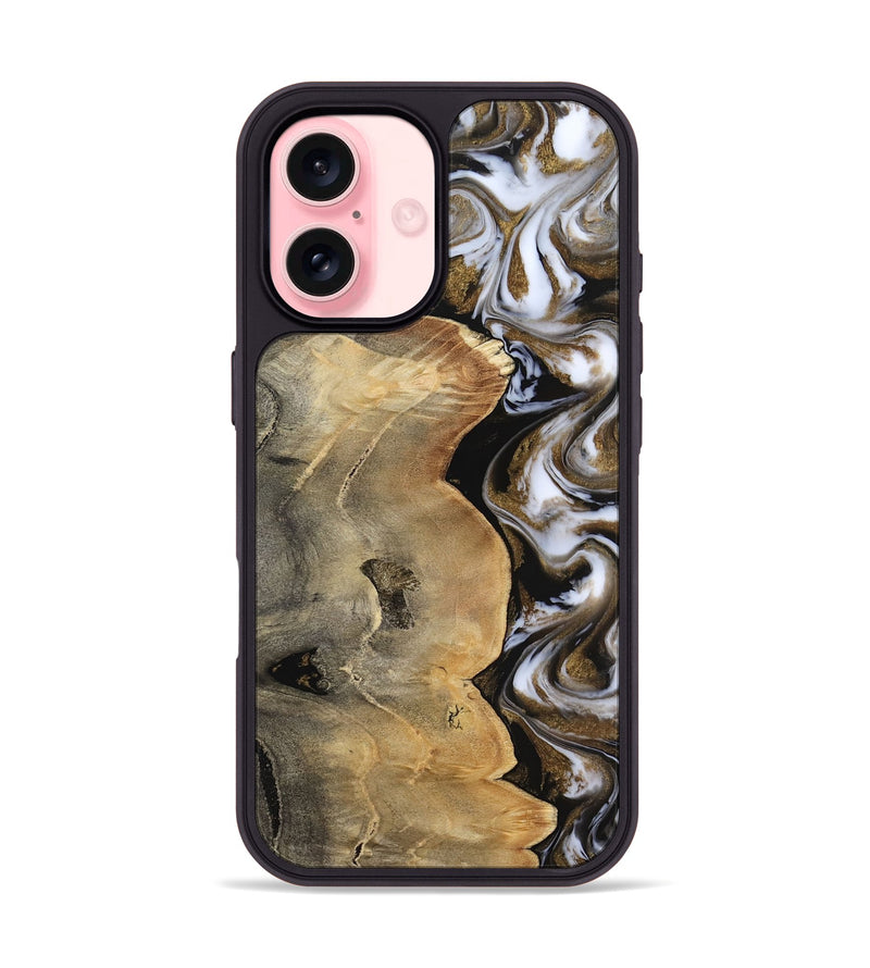 iPhone 16 Wood Phone Case - Caleigh (Black & White, 817627)