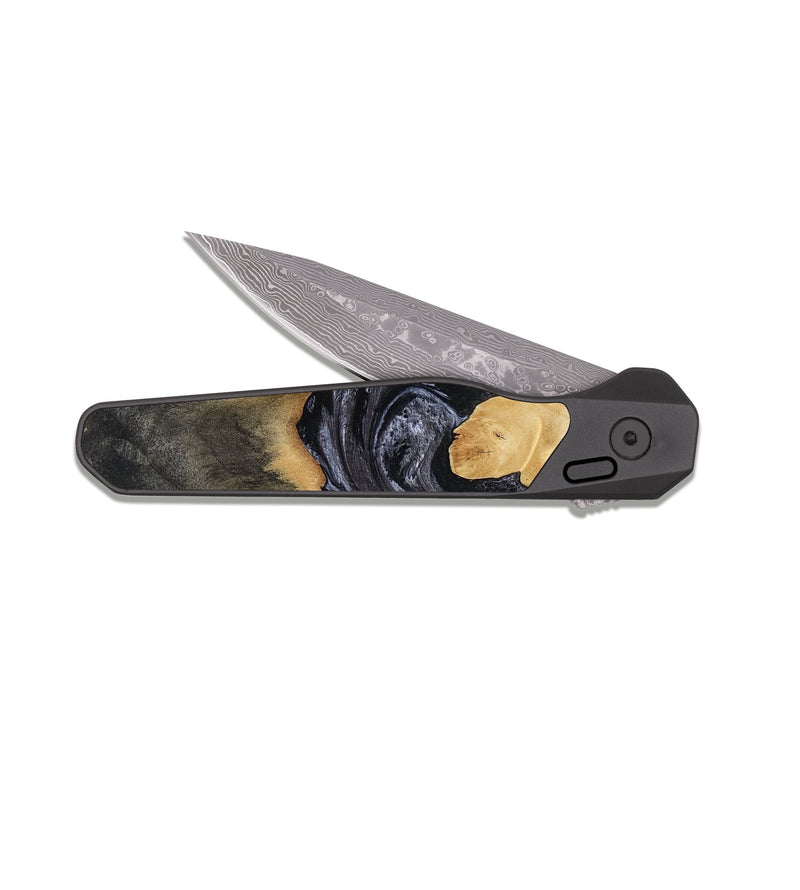 EDC Dark Damascus Wood Pocket Knife - Pennie (Black & White, 817628)