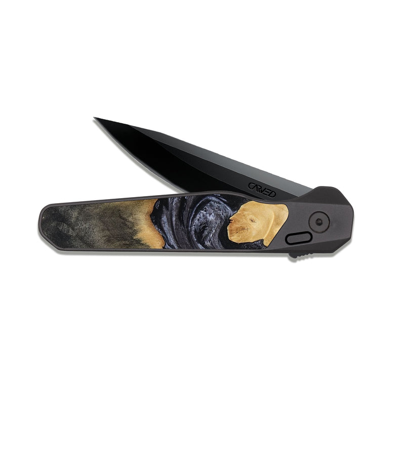 EDC Dark Slate Wood Pocket Knife - Pennie (Black & White, 817628)