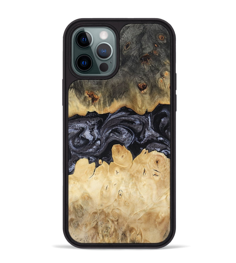 iPhone 12 Pro Max Wood Phone Case - Pennie (Black & White, 817628)