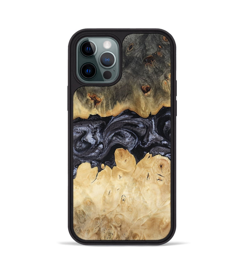 iPhone 12 Pro Wood Phone Case - Pennie (Black & White, 817628)