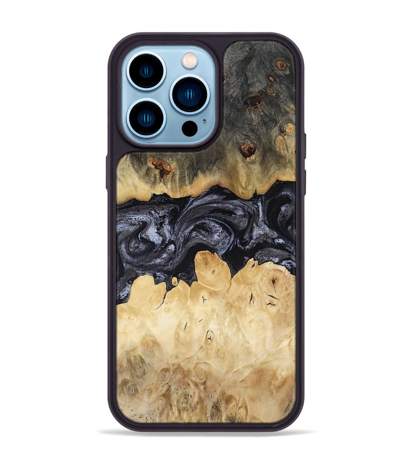 iPhone 14 Pro Max Wood Phone Case - Pennie (Black & White, 817628)