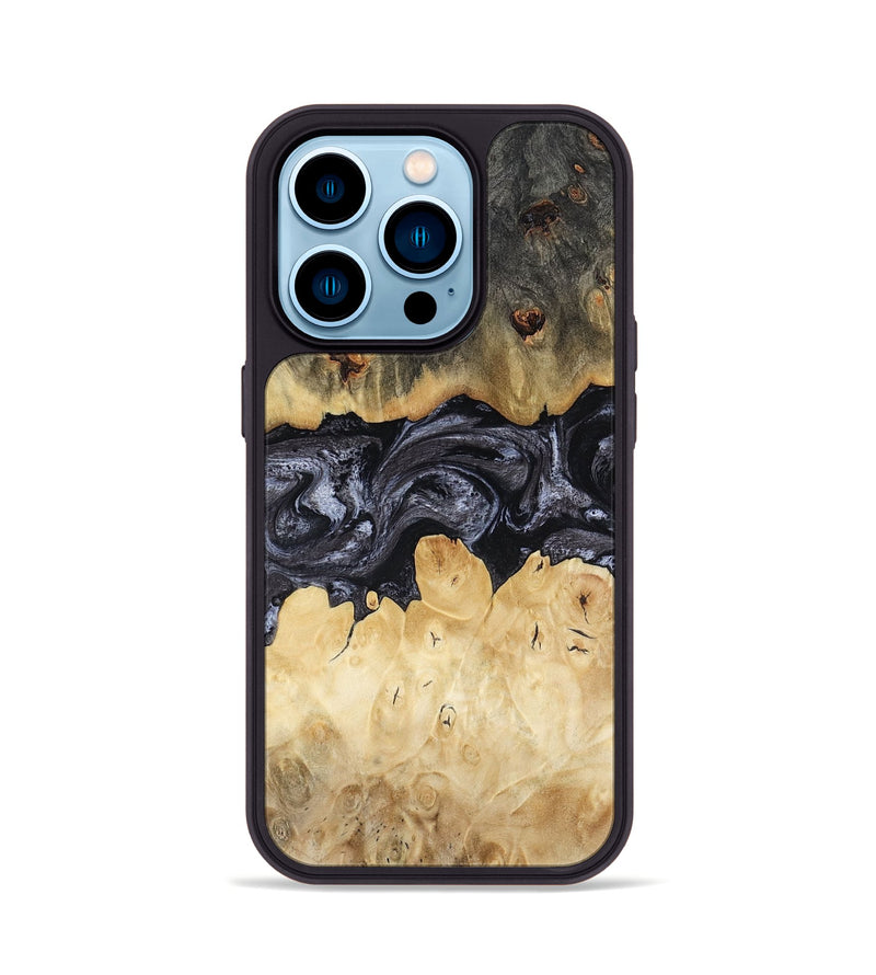 iPhone 14 Pro Wood Phone Case - Pennie (Black & White, 817628)