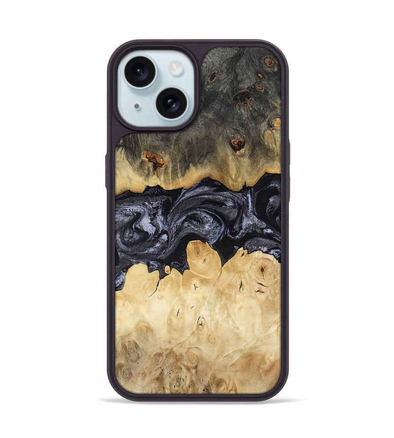 iPhone 15 Wood Phone Case - Pennie (Black & White, 817628)