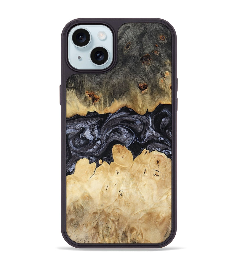 iPhone 15 Plus Wood Phone Case - Pennie (Black & White, 817628)