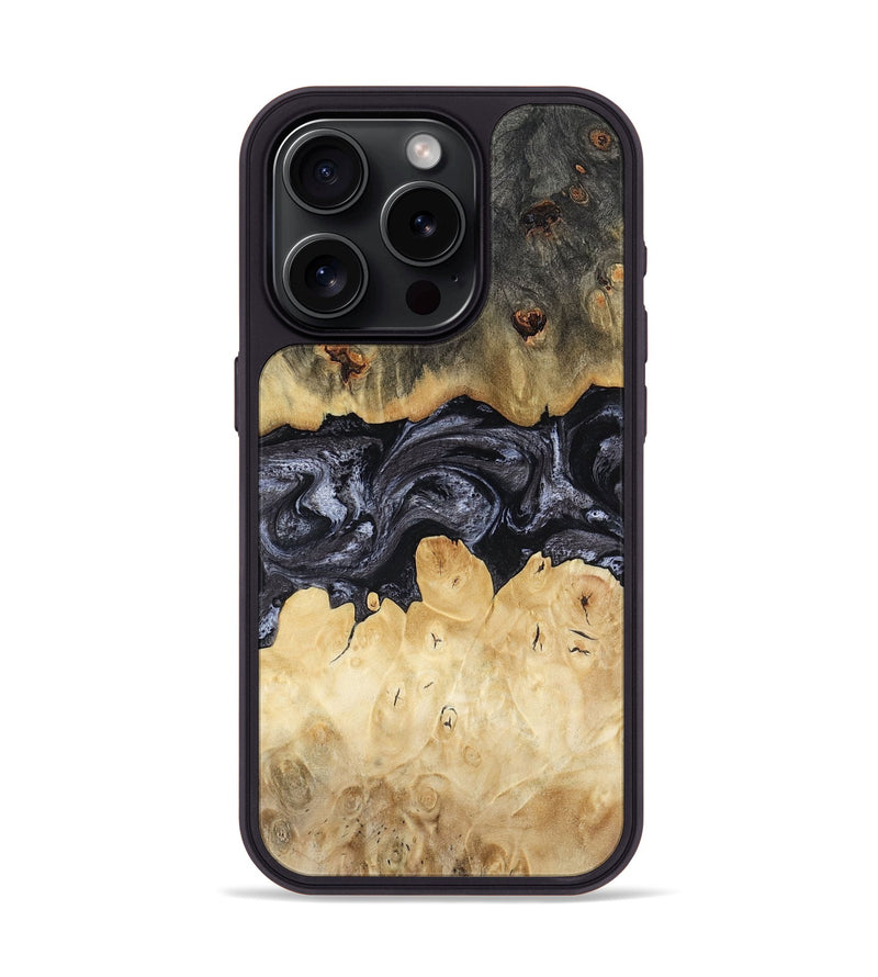 iPhone 15 Pro Wood Phone Case - Pennie (Black & White, 817628)