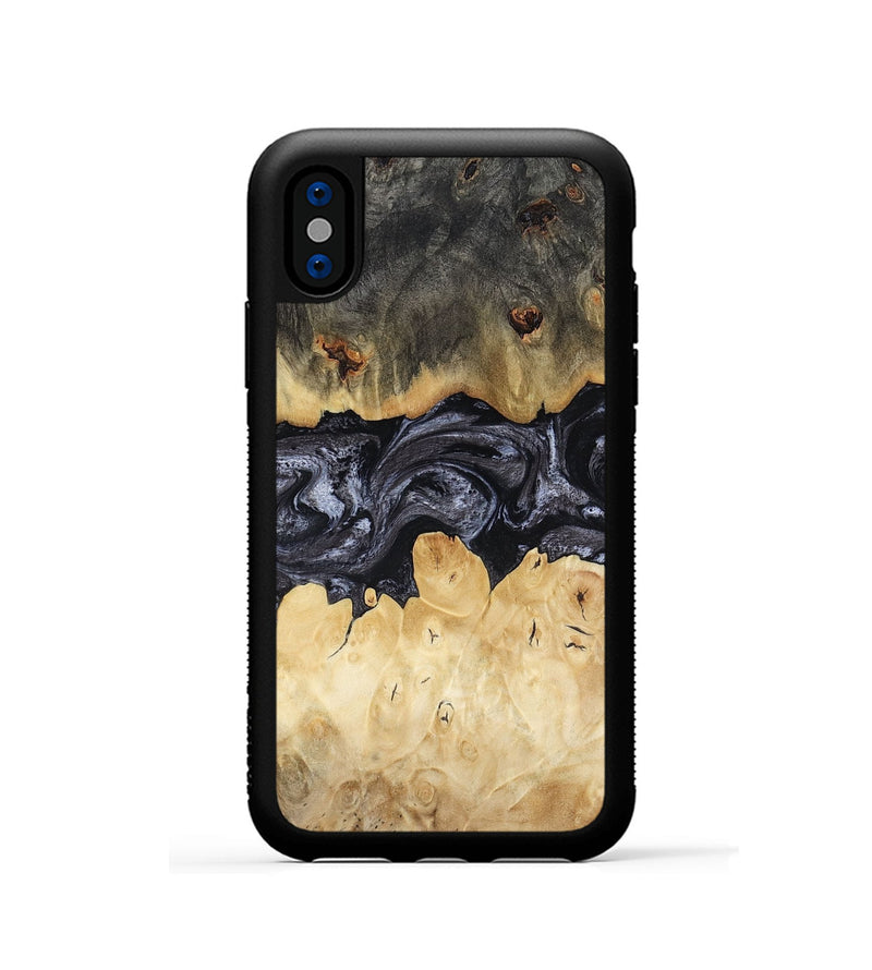 iPhone Xs Wood Phone Case - Pennie (Black & White, 817628)