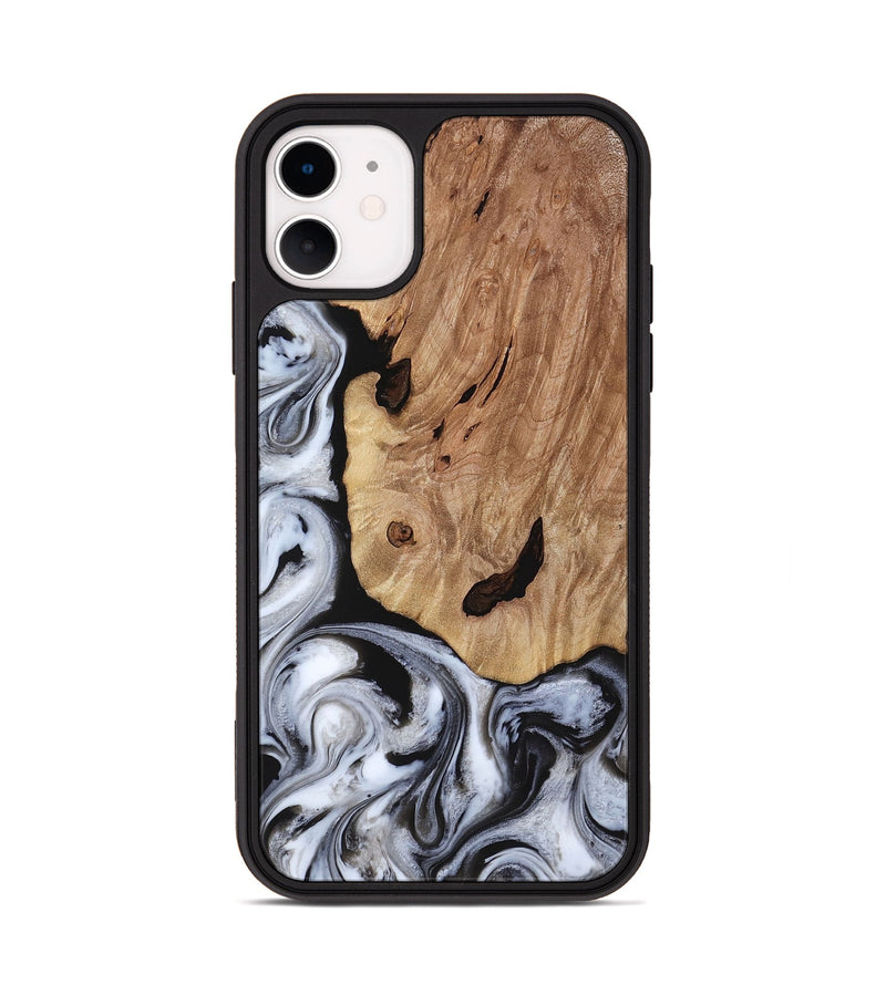 iPhone 11 Wood Phone Case - Arielle (Black & White, 817629)