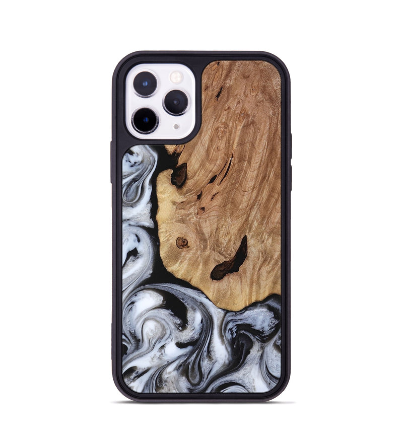 iPhone 11 Pro Wood Phone Case - Arielle (Black & White, 817629)