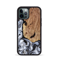 iPhone 12 Pro Wood Phone Case - Arielle (Black & White, 817629)