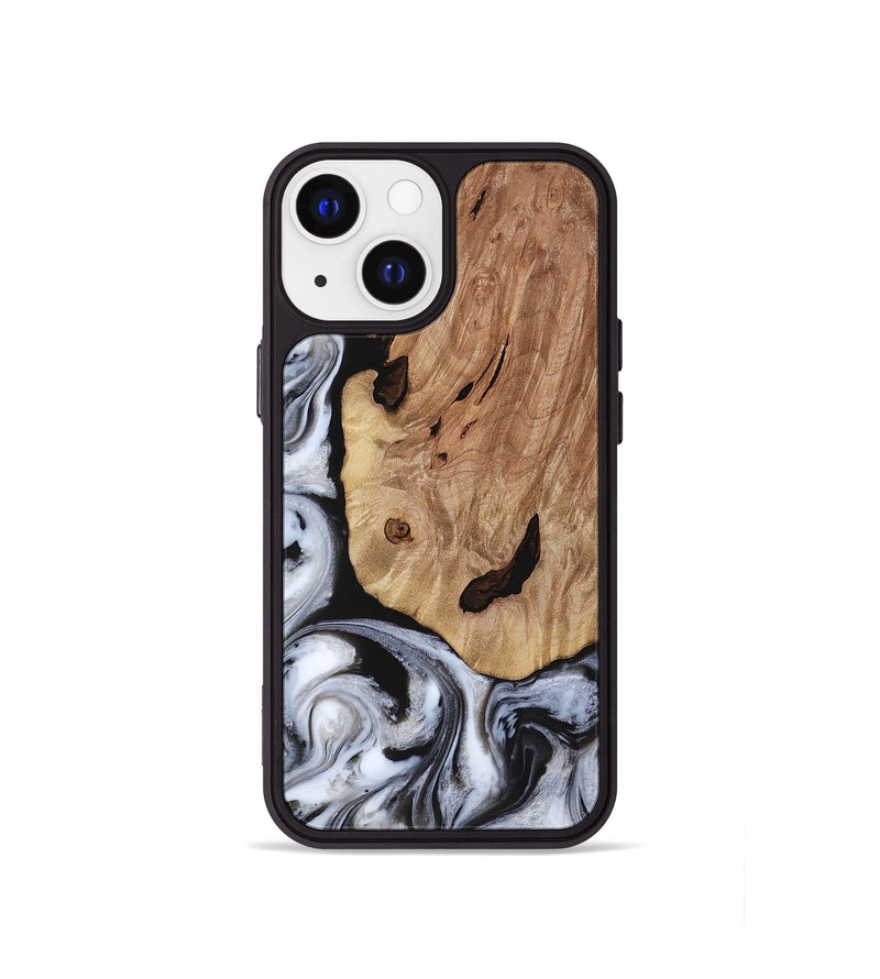 iPhone 13 mini Wood Phone Case - Arielle (Black & White, 817629)